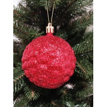 Новорічна куля в блискітках "Бульбашка" червона Ø80мм, ціна за набір 4шт